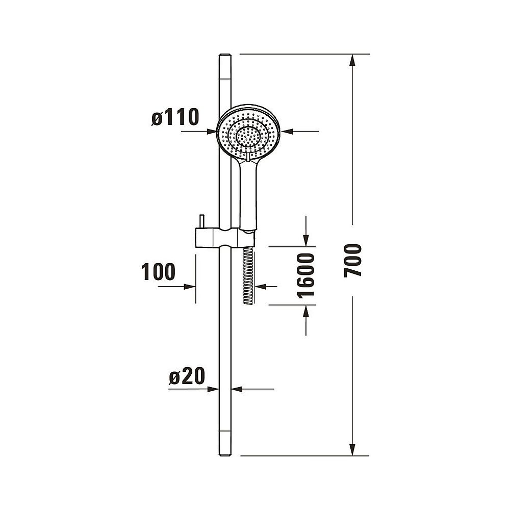 Duravit Brauseset, Schwarz, Brauseschlauch 1600mm, Brausestange 700mm, Handbrause... DURAVIT-UV0680002046 4063382974747 (Abb. 3)