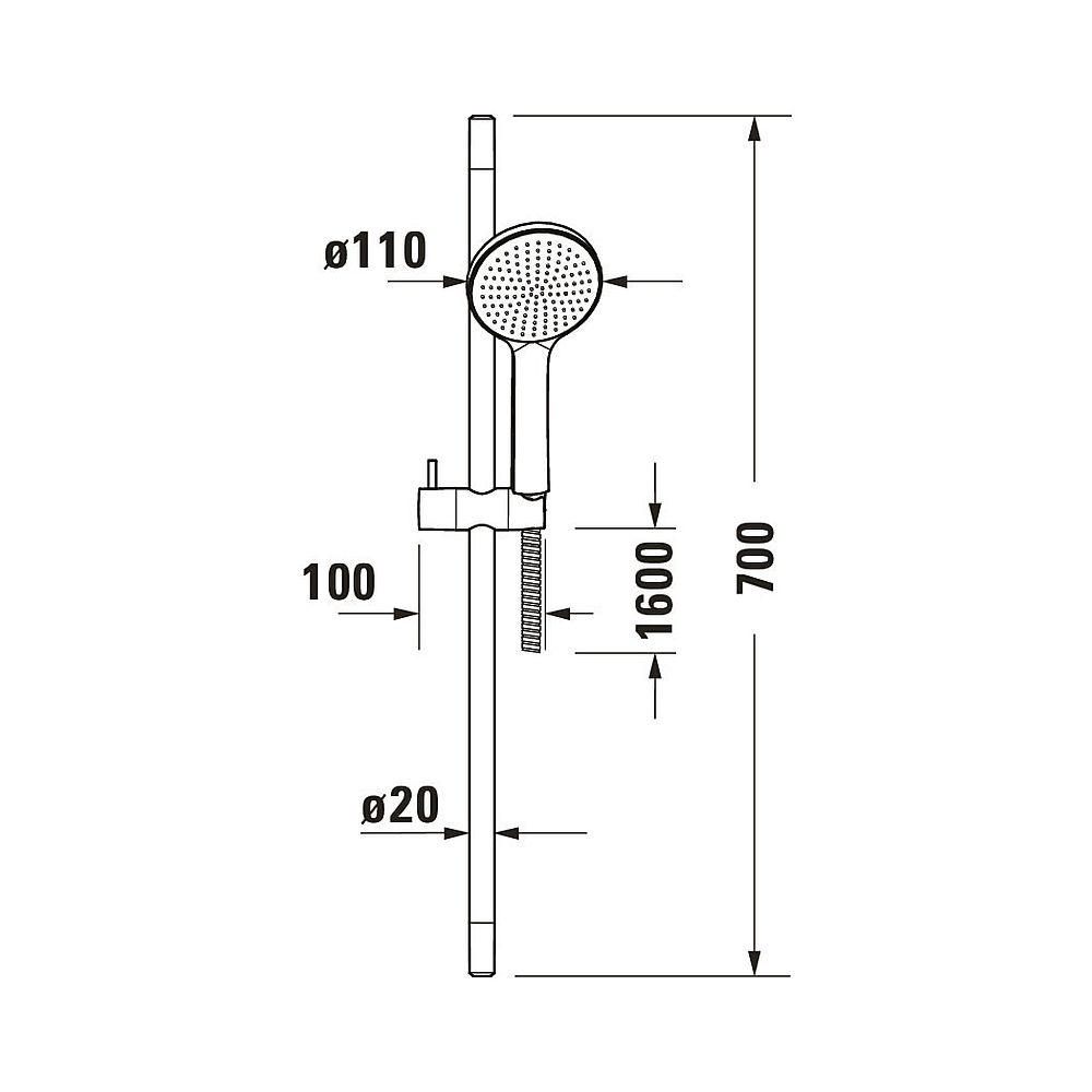 Duravit Brauseset, Schwarz, Brauseschlauch 1600mm, Brausestange 700mm, Handbrause... DURAVIT-UV0680001046 4063382974709 (Abb. 3)