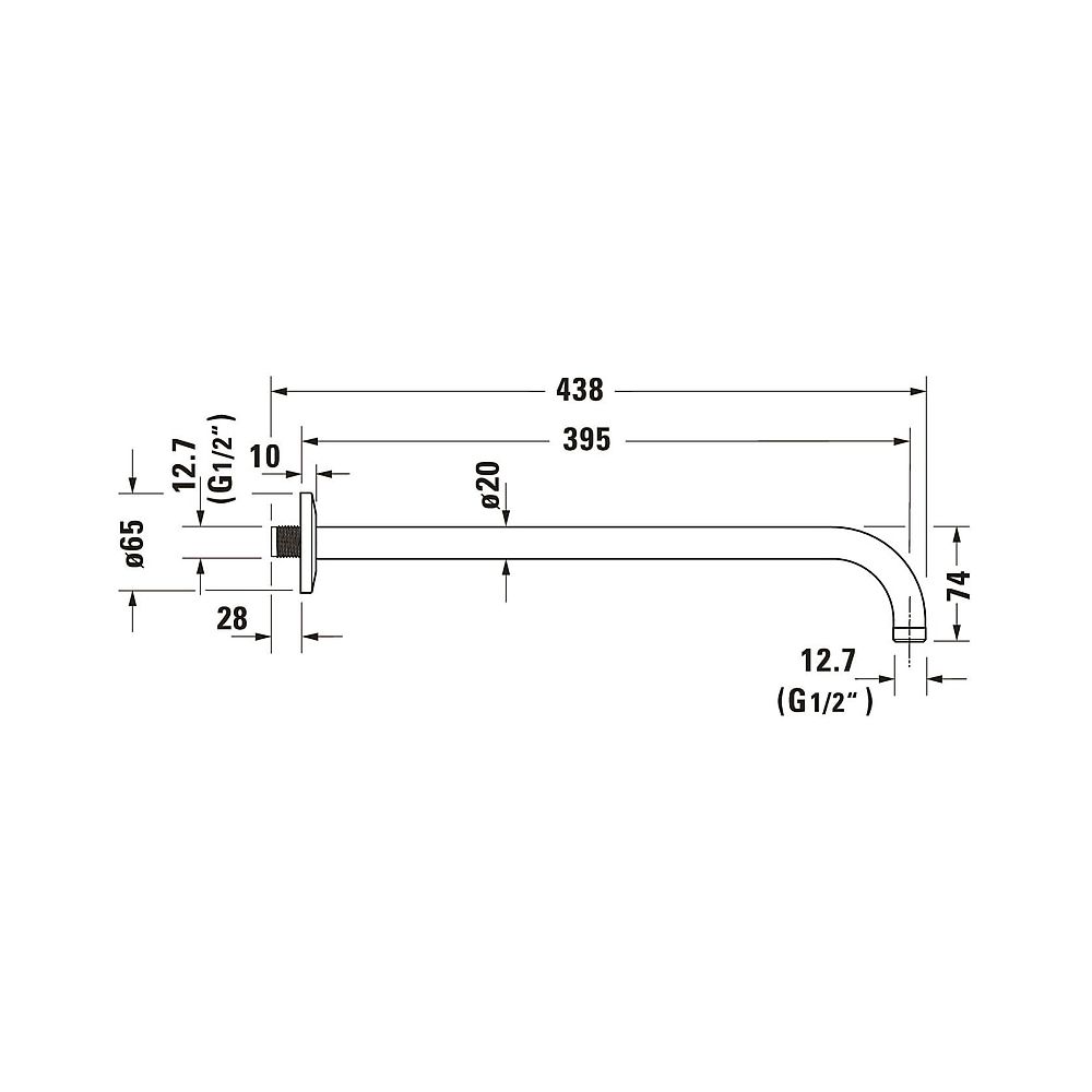 Duravit Brausearm Länge 410mm Wandmontage Rosette rund, Mattschwarz... DURAVIT-UV0670028046 4063382938367 (Abb. 7)