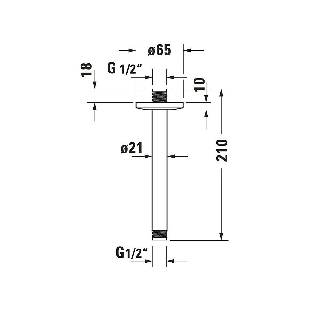 Duravit Brausearm Länge 200mm Deckemontage Rosette rund, Mattschwarz... DURAVIT-UV0670025046 4063382938305 (Abb. 2)