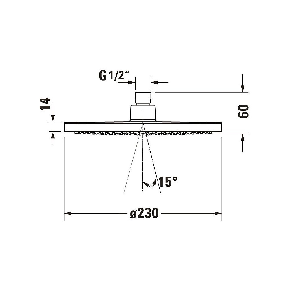 Duravit Kopfbrause, Mattschwarz, Kunststoff, Rund, d. Kopfbrause 230mm, 24l/min, ... DURAVIT-UV0660017046 4063382938039 (Abb. 6)