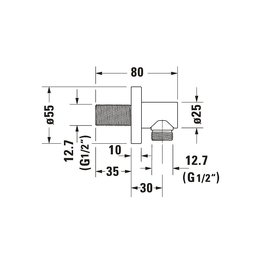 Duravit Wandanschlussbogen 55x80mm, Rund, Mattschwarz, Rosette rund, Rückflussver... DURAVIT-UV0630008046 4063382938145 (Abb. 4)