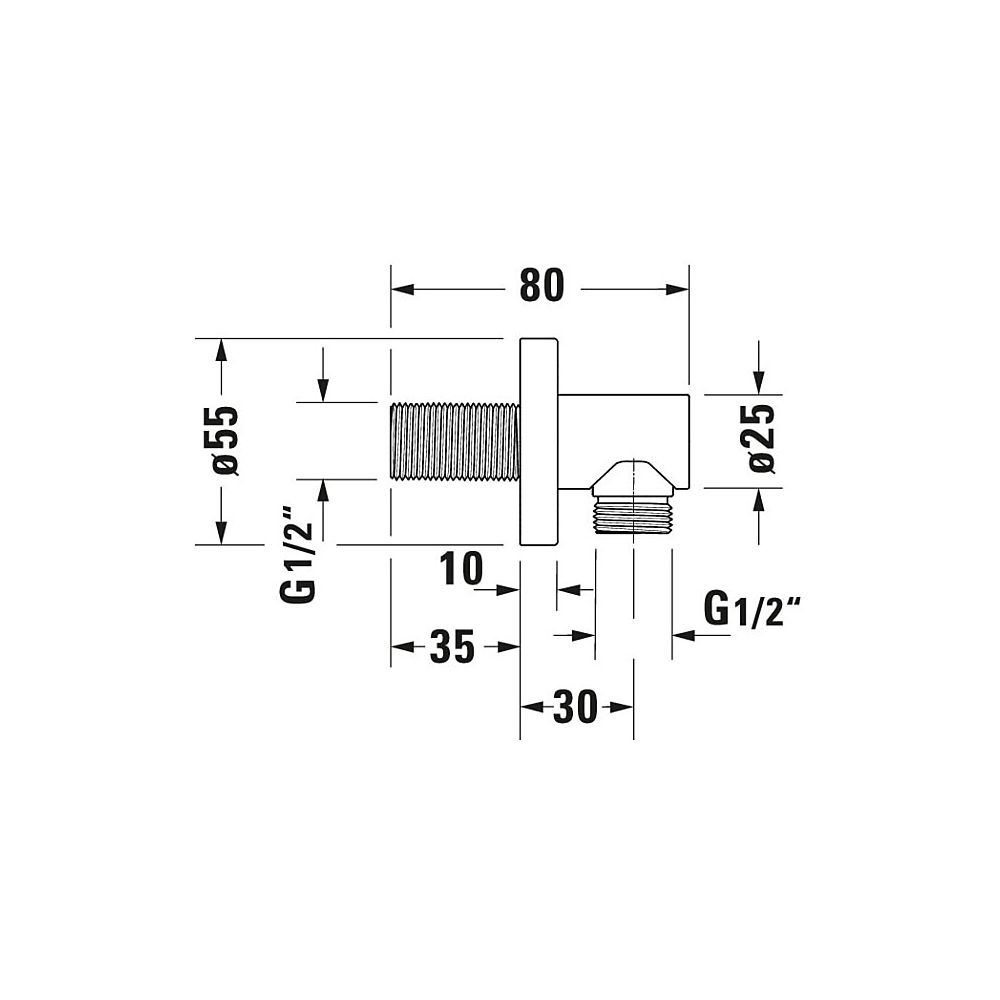 Duravit Wandanschlussbogen 55x80mm, Rund, Mattschwarz, Rosette rund, Rückflussver... DURAVIT-UV0630008046 4063382938145 (Abb. 6)