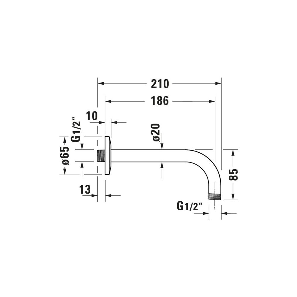 Duravit Brausearm Länge 210mm Wandmontage Rosette rund, Mattschwarz... DURAVIT-UV0670027046 4063382938343 (Abb. 3)