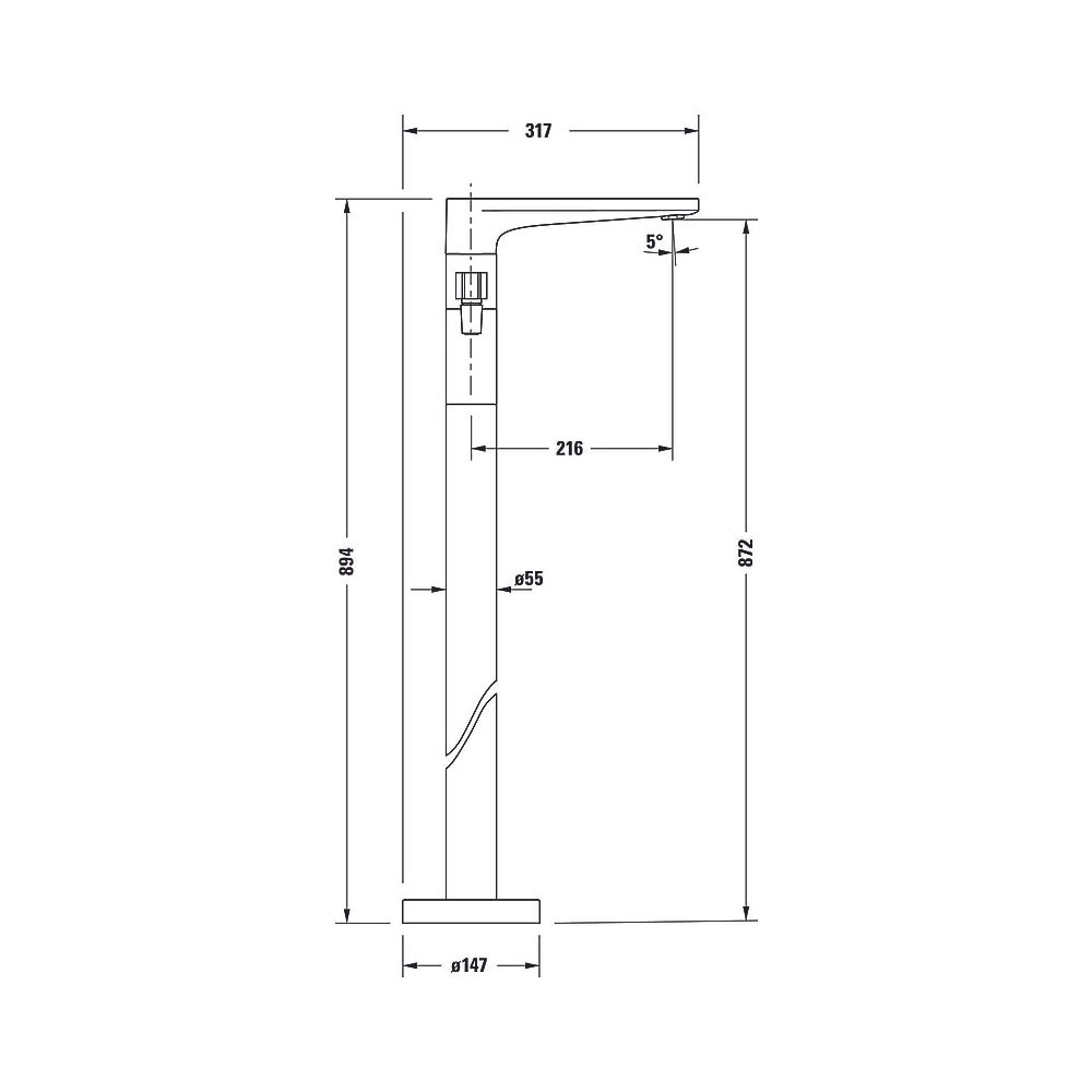 Duravit Tulum by Starck Einhebel-Wannenmischer bodenstehend, Mattschwarz, Höhe 89... DURAVIT-TU5250000046 4063382961440 (Abb. 3)