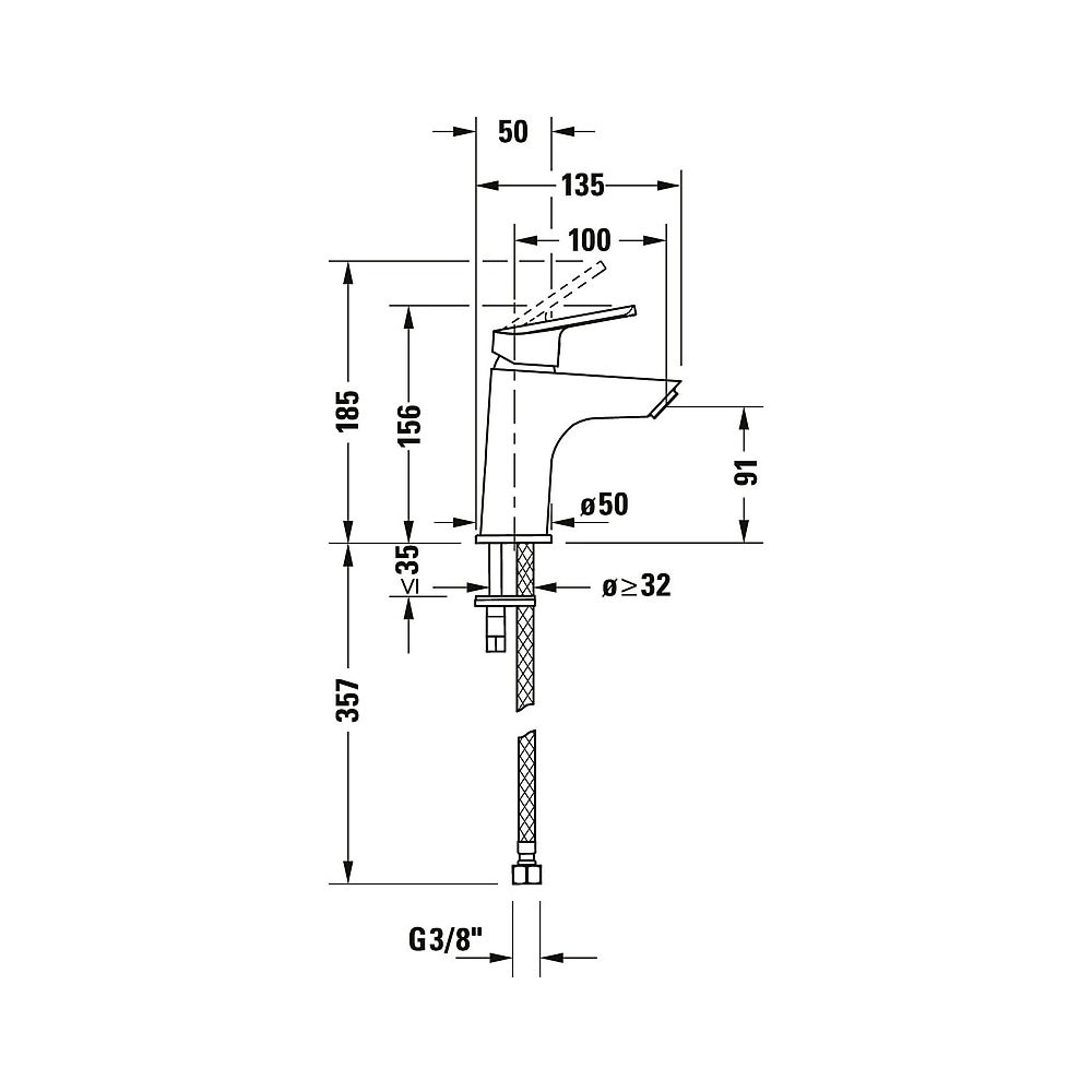 Duravit No.1 Einhebel-Waschtischmischer S, Chrom, 5l/min, Hebelgriff, Ausladung 1... DURAVIT-N11010002010 4067116994834 (Abb. 3)