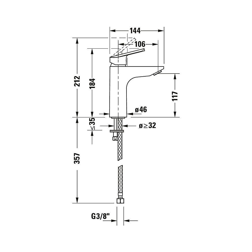 Duravit No.1 Einhebel-Waschtischmischer M, Chrom, 5l/min, Hebelgriff, Ausladung ... DURAVIT-N11020002010 8000177315831 (Abb. 17)