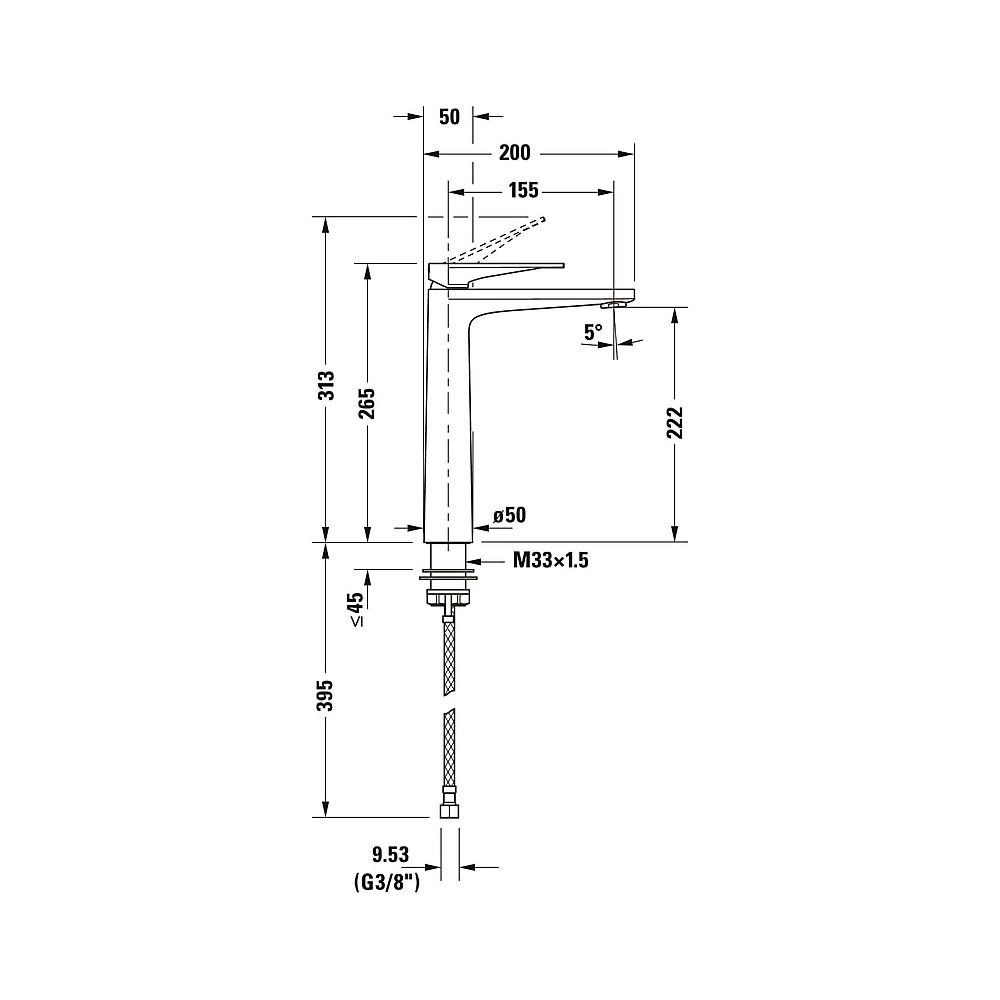 Duravit Tulum by Starck Einhebel-Waschtischmischer XL, Mattschwarz, 5l/min, Hebel... DURAVIT-TU1040002046 4063382961358 (Abb. 9)