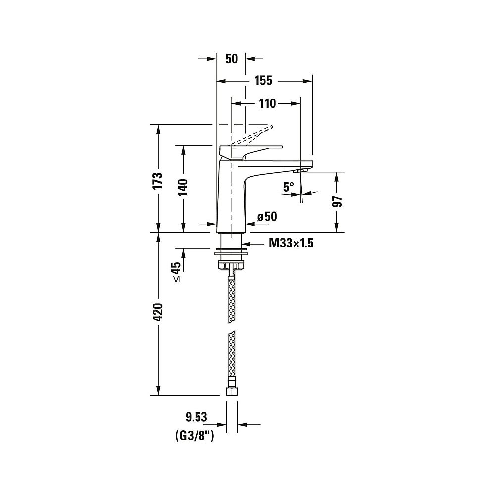 Duravit Tulum by Starck Einhebel-Waschtischmischer S, Mattschwarz, 5l/min, Hebelg... DURAVIT-TU1010002046 4063382961334 (Abb. 8)