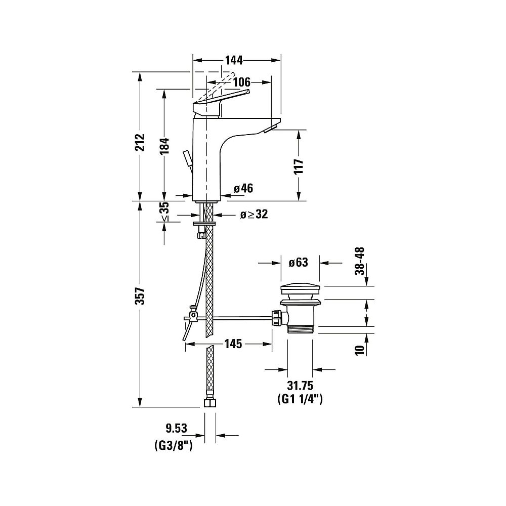 Duravit No.1 Einhebel-Waschtischmischer M MinusFlow, Chrom, 3,5l/min, Hebelgriff... DURAVIT-N11022001010 8000177315862 (Abb. 14)