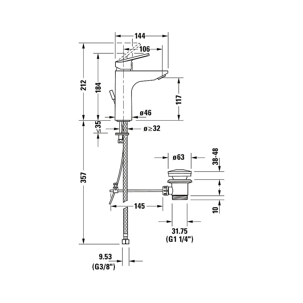 Duravit No.1 Einhebel-Waschtischmischer M, Chrom, 5l/min, Hebelgriff, mit Garnit... DURAVIT-N11020001010 8000177315824 (Abb. 14)
