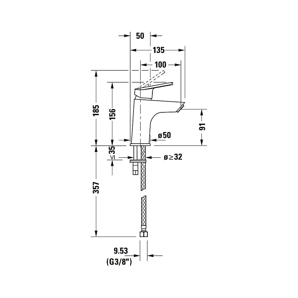 Duravit No.1 Einhebel-Waschtischmischer S MinusFlow, Chrom, 3,5l/min, Hebelgriff... DURAVIT-N11012002010 8000177315817 (Abb. 11)