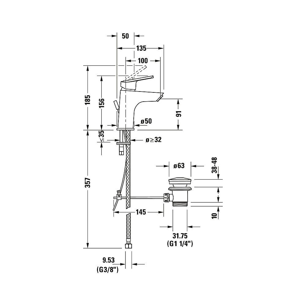 Duravit No.1 Einhebel-Waschtischmischer S MinusFlow, Chrom, 3,5l/min, Hebelgriff... DURAVIT-N11012001010 8000177315800 (Abb. 10)