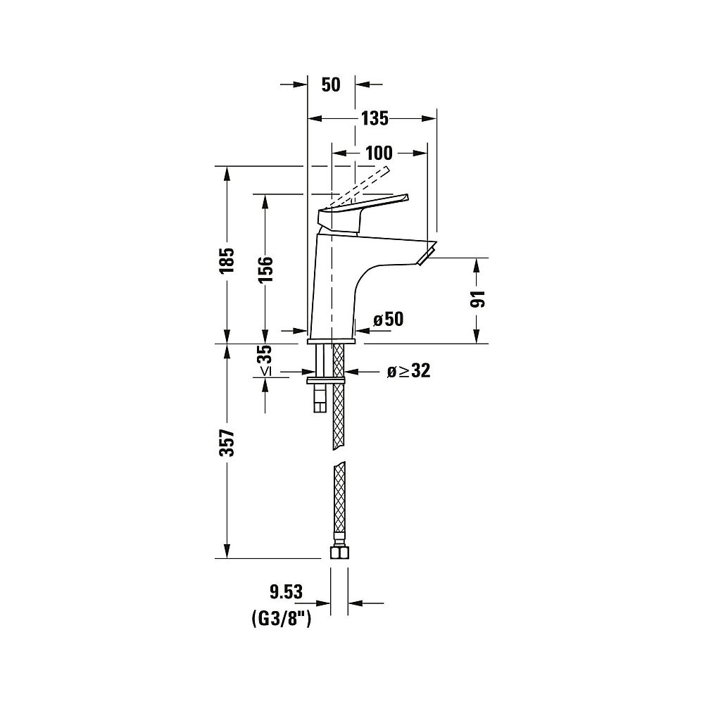 Duravit No.1 Einhebel-Waschtischmischer S FreshStart, Chrom, 4,5l/min, Hebelgriff... DURAVIT-N11011002010 8000177315794 (Abb. 6)