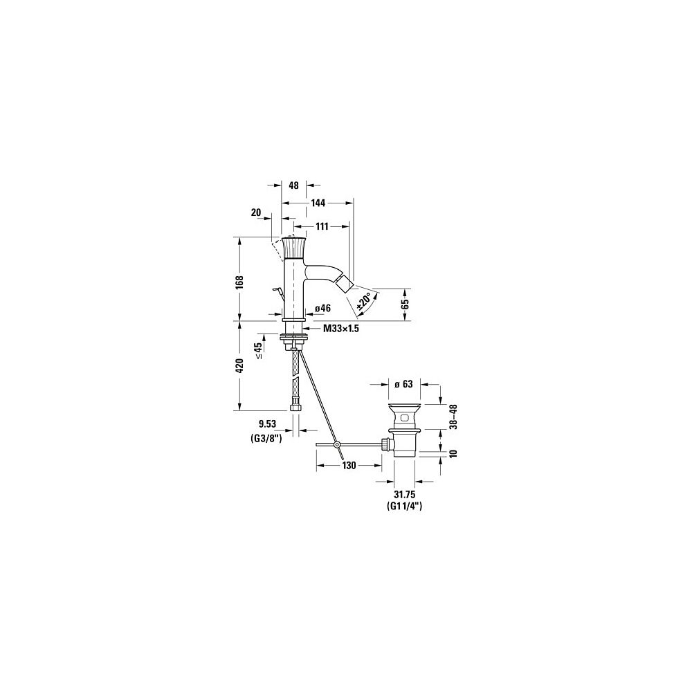 Duravit White Tulip Einhebel-Bidetmischer, Chrom HG, Standmontage, Höhe 168mm, A... DURAVIT-WT2400001010 8000177309175 (Abb. 15)