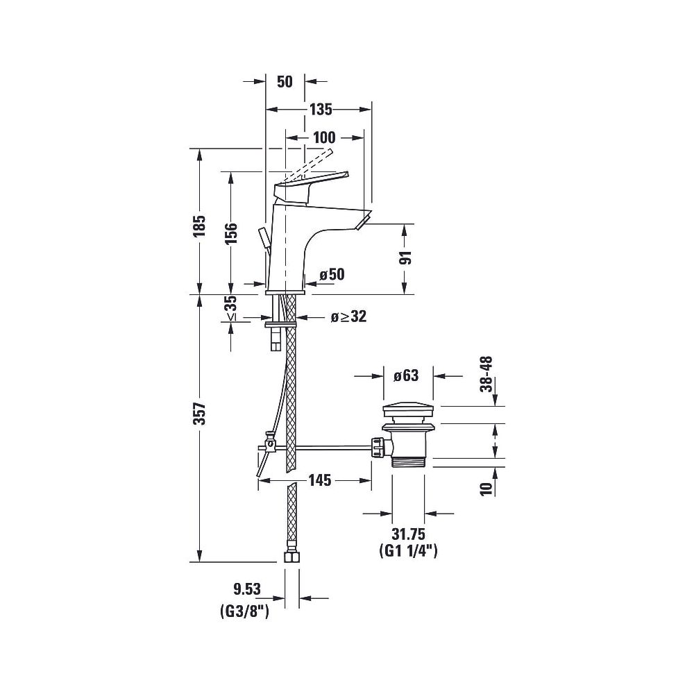 Duravit No.1 Einhebel-Waschtischmischer S, Chrom, 5l/min, Hebelgriff, mit Garnitu... DURAVIT-N11010001010 4067116994827 (Abb. 5)