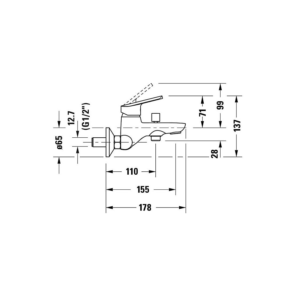 Duravit No.1 Einhebel-Wannenmischer Aufputz, Chrom, Anschlussart S-Anschlüsse, 1... DURAVIT-N15230000010 8000177315947 (Abb. 16)