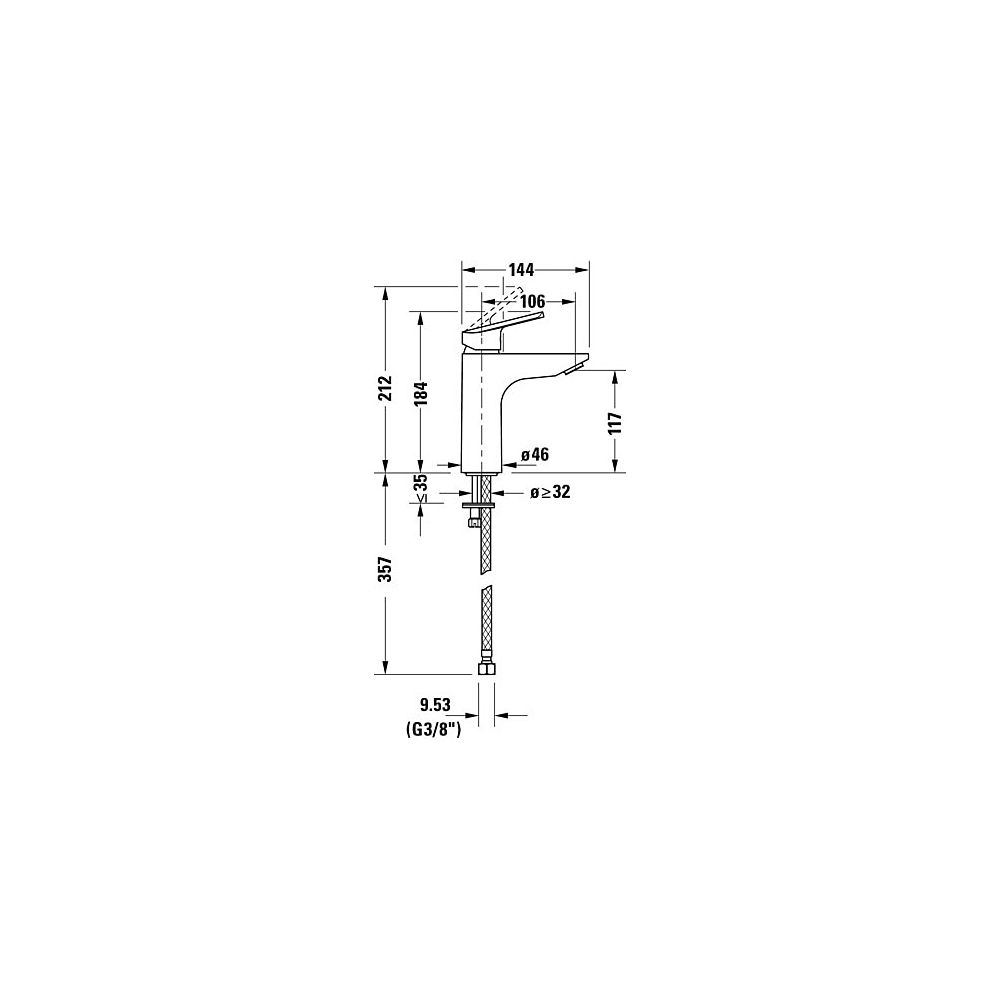 Duravit No.1 Einhebel-Waschtischmischer M, Chrom, 5l/min, Hebelgriff, Ausladung ... DURAVIT-N11020002010 8000177315831 (Abb. 20)