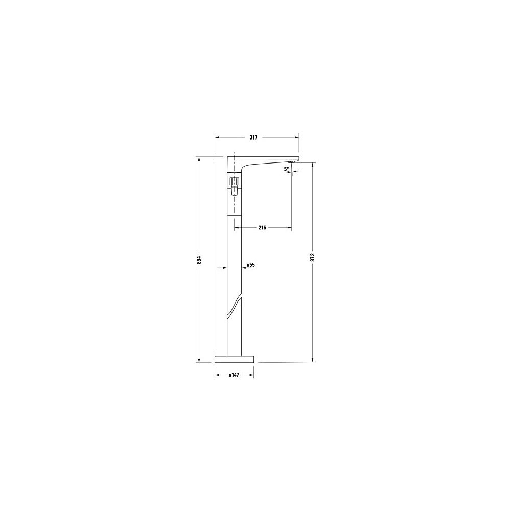 Duravit Tulum by Starck Einhebel-Wannenmischer bodenstehend, Mattschwarz, Höhe 89... DURAVIT-TU5250000046 4063382961440 (Abb. 5)