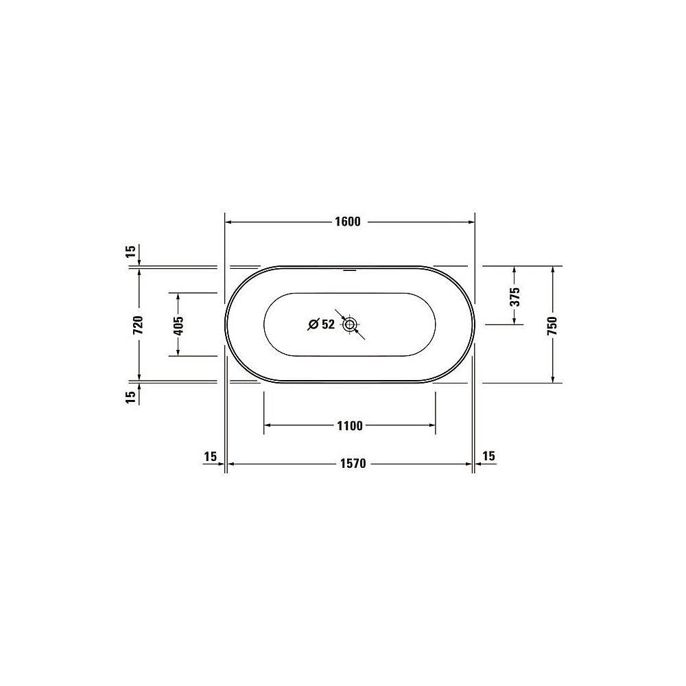 Duravit DuraKanto Badewanne 465x750x1600mm, 249l, Weiß glänz, Oval, Freistehen... DURAVIT-700560000000000 4067116007459 (Abb. 7)