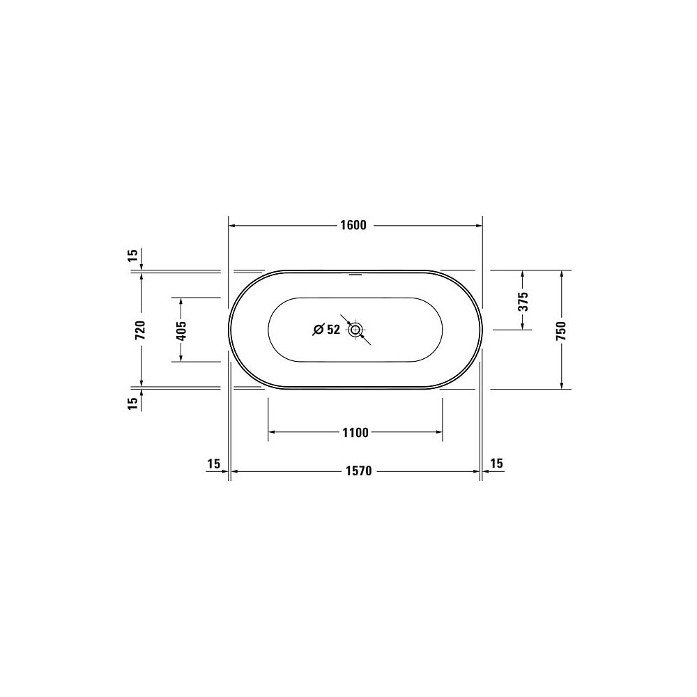 Duravit DuraKanto Badewanne 465x750x1600mm, 249l, Weiß glänz, Oval, Freistehen... DURAVIT-700560000000000 4067116007459 (Abb. 9)