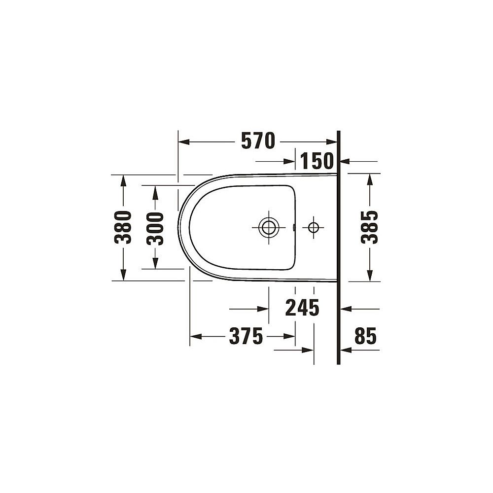 Duravit Qatego Wandbidet 570x385x285mm, Weiß Hochglanz, HygieneGlaze, 1 HL, HLB, Üb... DURAVIT-2263152000 4067116069587 (Abb. 7)