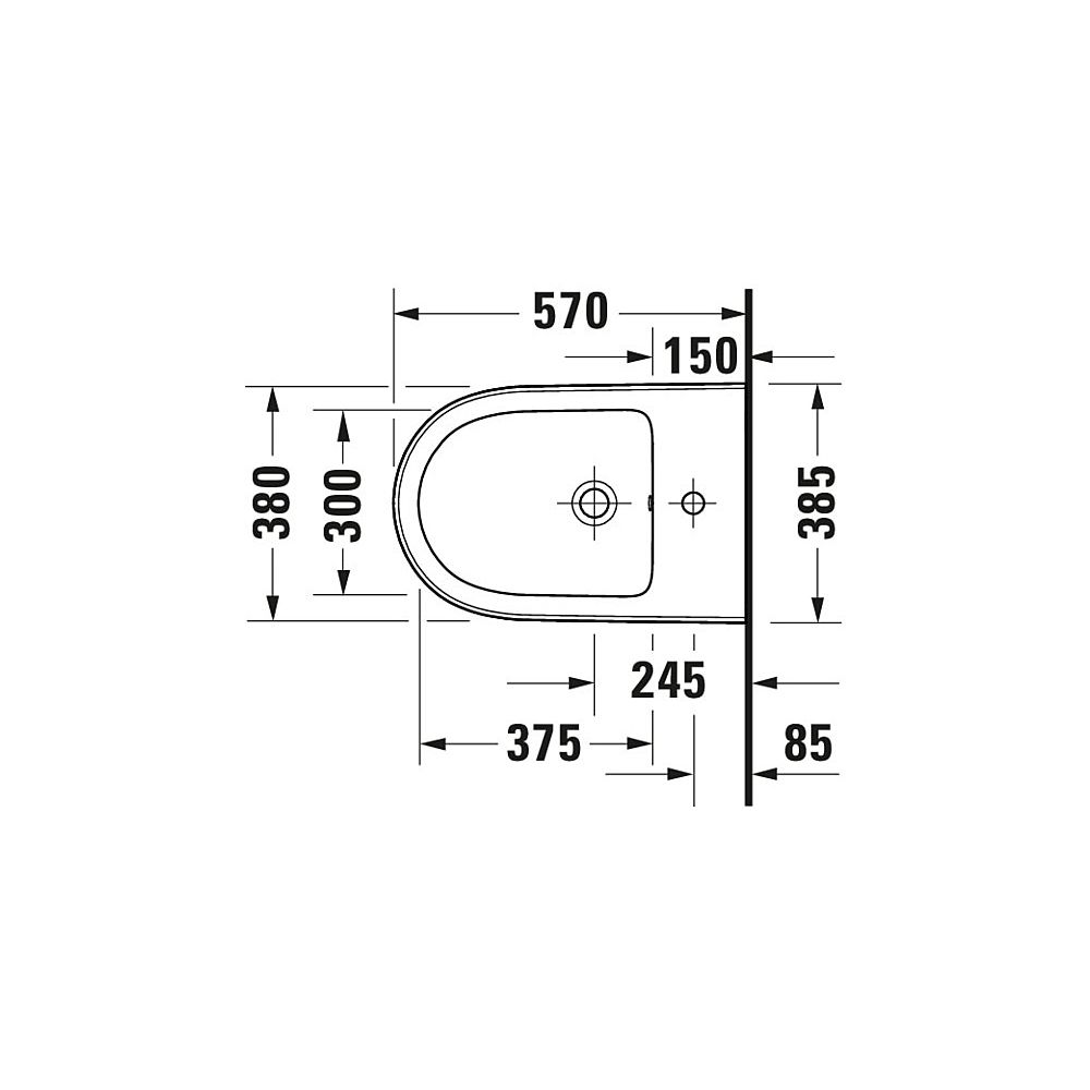 Duravit Qatego Wandbidet 570x385x285mm, Weiß Hochglanz, HygieneGlaze, 1 HL, HLB, Ü... DURAVIT-2263152000 4067116069587 (Abb. 10)