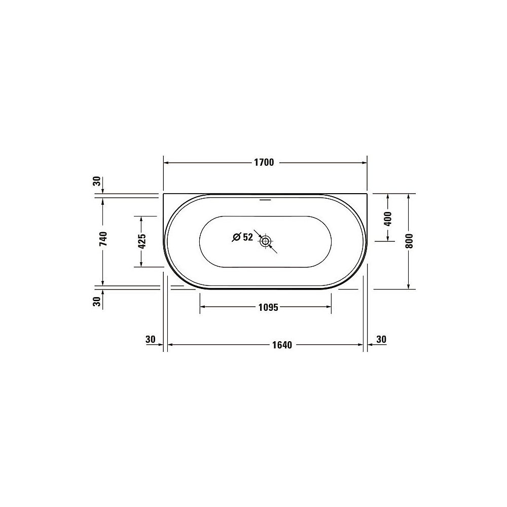 Duravit DuraSenja Badewanne 470x800x1700mm, 265l, Weiß glänzend, Oval, Vorwand... DURAVIT-700582000000000 4067116007671 (Abb. 7)