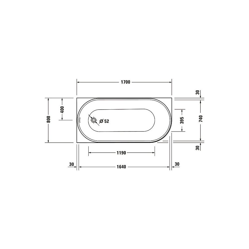 Duravit DuraSenja Badewanne 470x800x1700mm, 284l, Weiß glänzend, Oval, Ecke L,... DURAVIT-700580000000000 4067116007657 (Abb. 7)