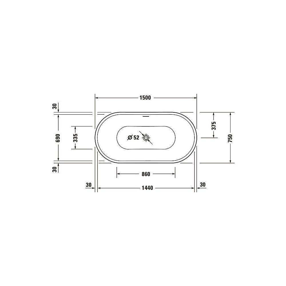 Duravit DuraSenja Badewanne 470x750x1500mm, 226l, Weiß glänzend, Oval, Freiste... DURAVIT-700579000000000 4067116007640 (Abb. 7)