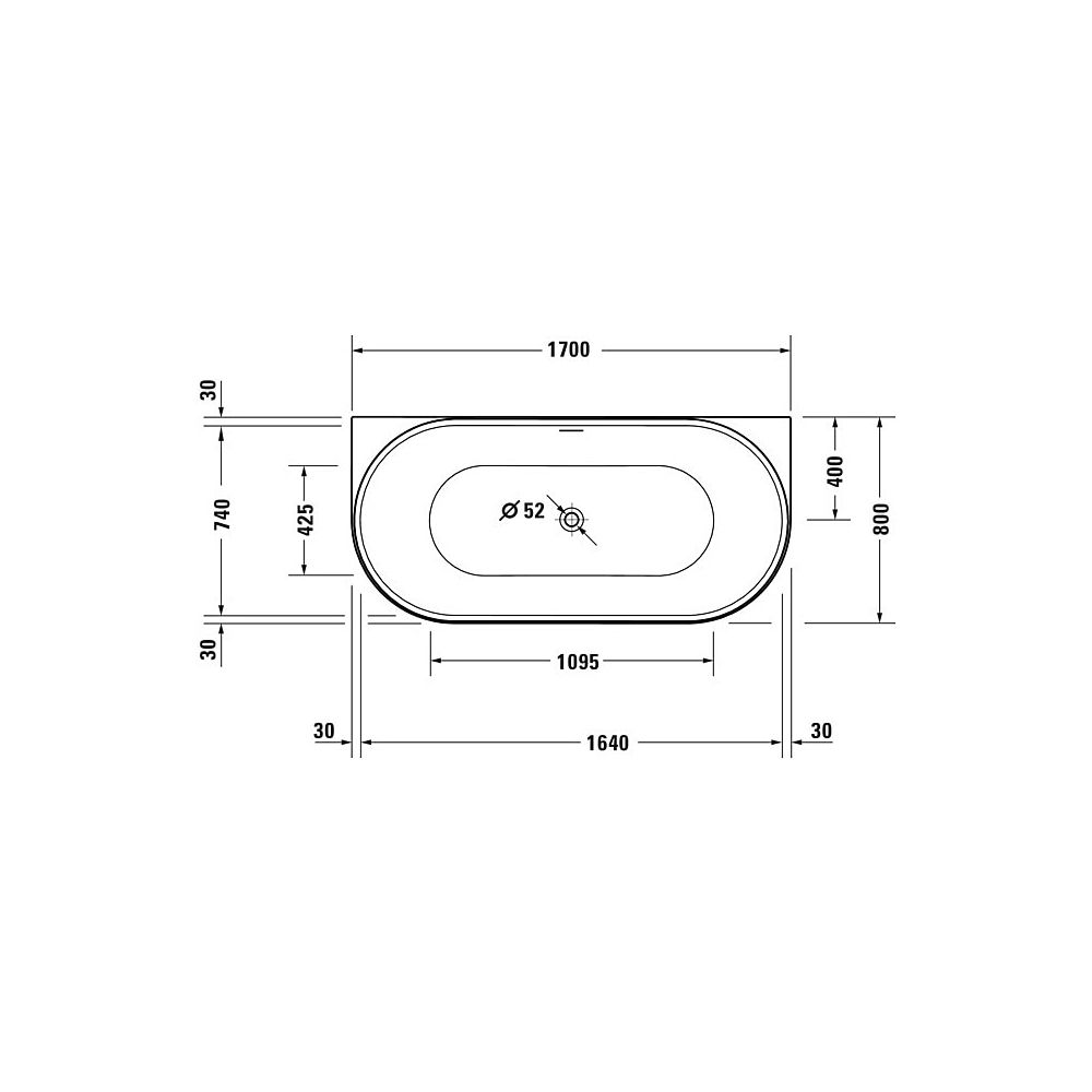 Duravit DuraSenja Badewanne 470x800x1700mm, 265l, Weiß glänzend, Oval, Vorwand... DURAVIT-700582000000000 4067116007671 (Abb. 9)