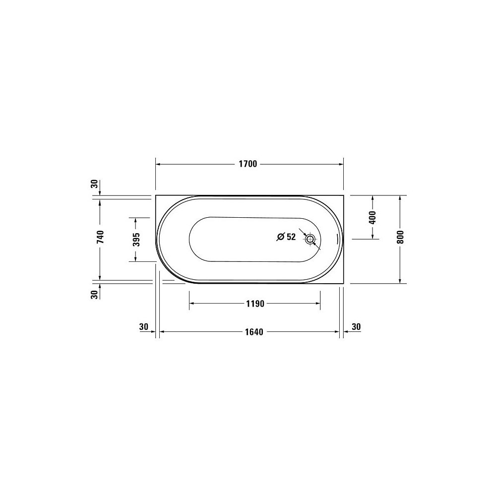Duravit DuraSenja Badewanne 470x800x1700mm, 271l, Weiß glänzend, Oval, Ecke R,... DURAVIT-700581000000000 4067116007664 (Abb. 9)