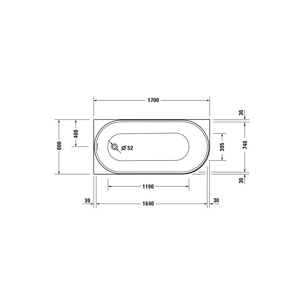 Duravit DuraSenja Badewanne 470x800x1700mm, 284l, Weiß glänzend, Oval, Ecke L,... DURAVIT-700580000000000 4067116007657 (Abb. 9)