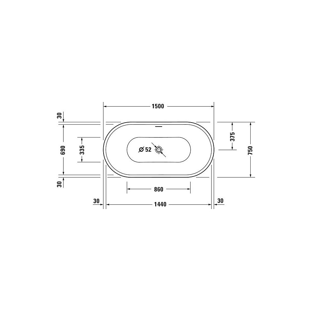 Duravit DuraSenja Badewanne 470x750x1500mm, 226l, Weiß glänzend, Oval, Freiste... DURAVIT-700579000000000 4067116007640 (Abb. 9)
