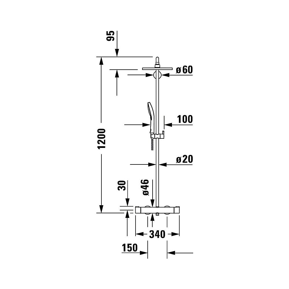 Duravit C.1 Duschsystem, Chrom, Thermostat, Kopfbrause 230mm, 12l/min, höhenvers... DURAVIT-C14280008010 4053424455280 (Abb. 13)