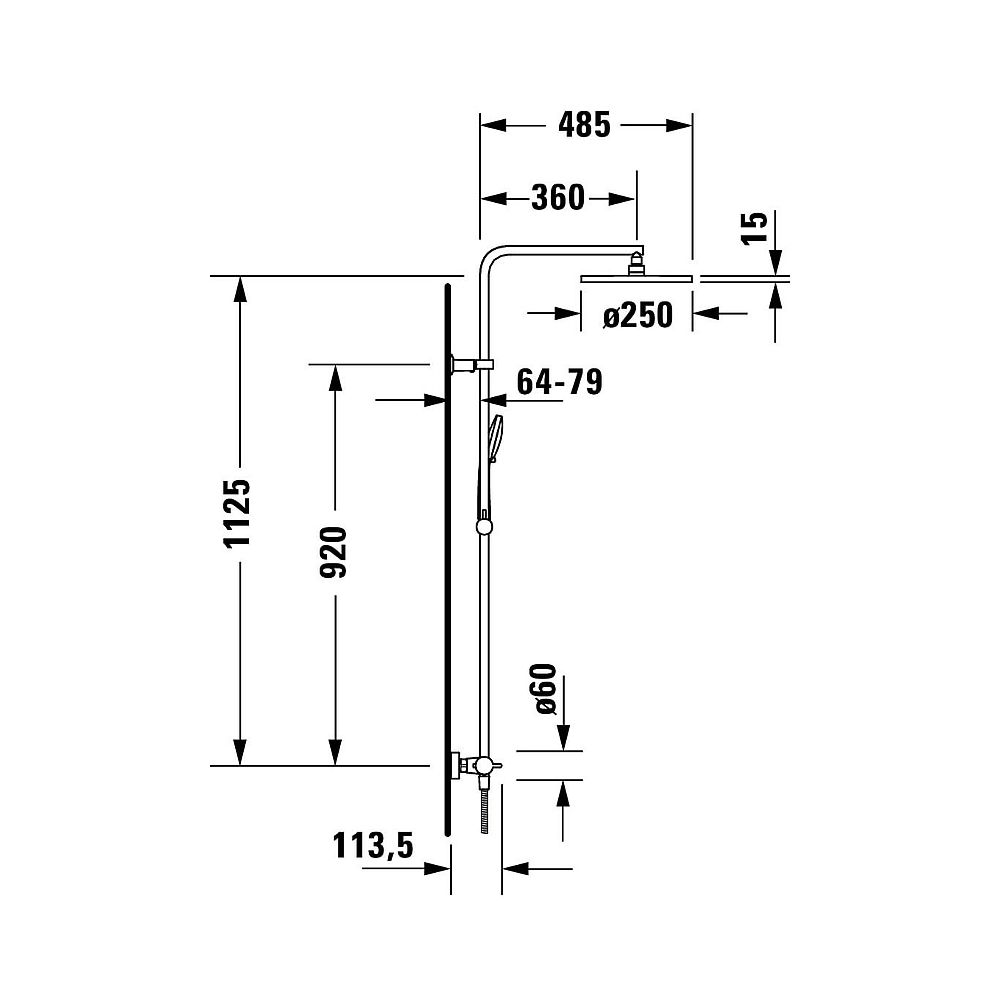 Duravit B.2 Duschsystem, Chrom, Thermostat, Hand- und Kopfbrause 250mm, 11l/min, ... DURAVIT-B24280008010 4053424865805 (Abb. 8)