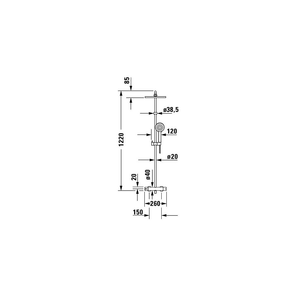 Duravit B.2 Duschsystem, Chrom, Thermostat, Hand- und Kopfbrause 250mm, 11l/min, ... DURAVIT-B24280008010 4053424865805 (Abb. 9)