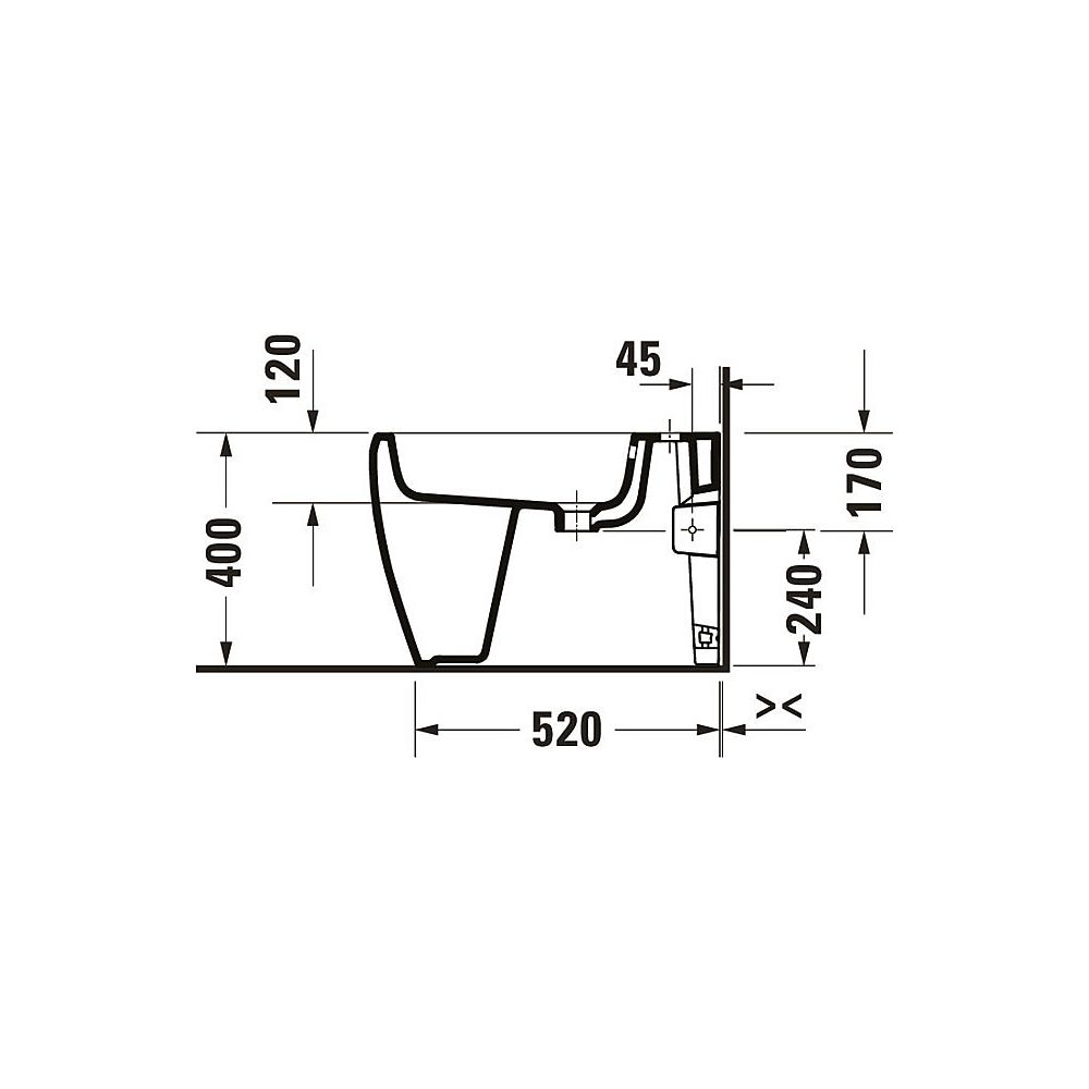 Duravit Qatego Stand Bidet 600x390x400mm, Weiß Hochglanz, 1 HL, mit Überlauf, Back ... DURAVIT-2263100000 4067116305203 (Abb. 6)