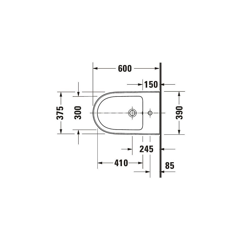 Duravit Qatego Stand Bidet 600x390x400mm, Weiß Hochglanz, 1 HL, mit Überlauf, Back ... DURAVIT-2263100000 4067116305203 (Abb. 7)