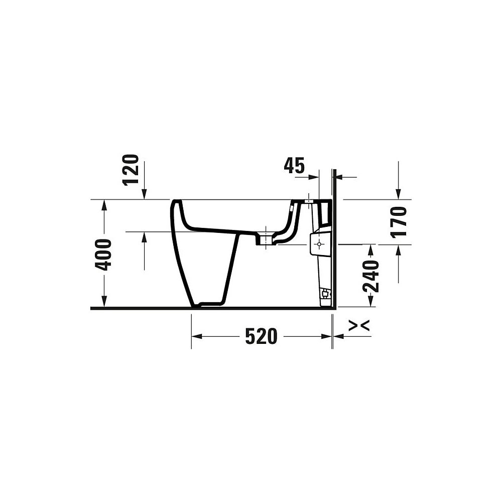 Duravit Qatego Stand Bidet 600x390x400mm, Weiß Hochglanz, 1 HL, mit Überlauf, Back ... DURAVIT-2263100000 4067116305203 (Abb. 9)