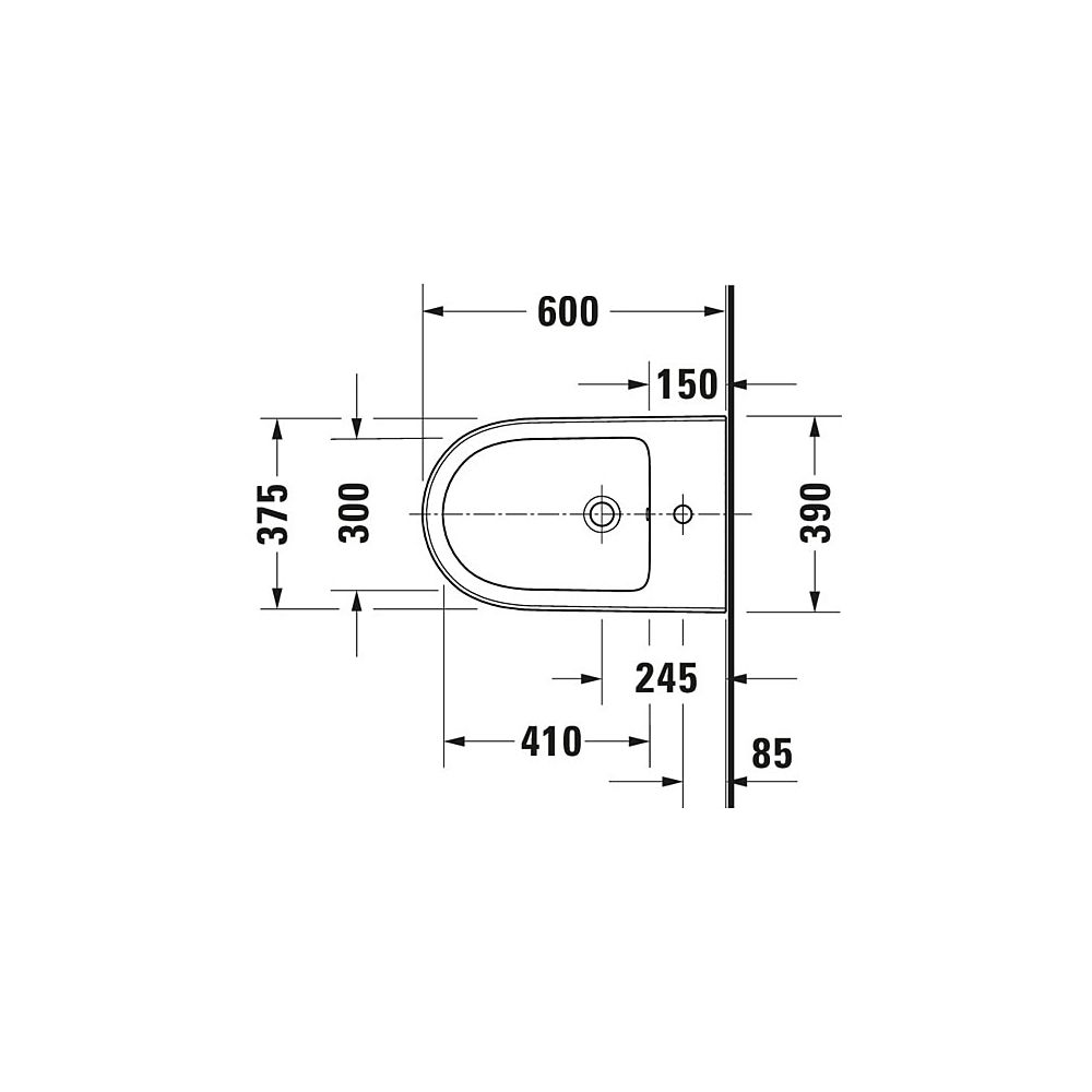 Duravit Qatego Stand Bidet 600x390x400mm, Weiß Hochglanz, 1 HL, mit Überlauf, Back... DURAVIT-2263100000 4067116305203 (Abb. 10)