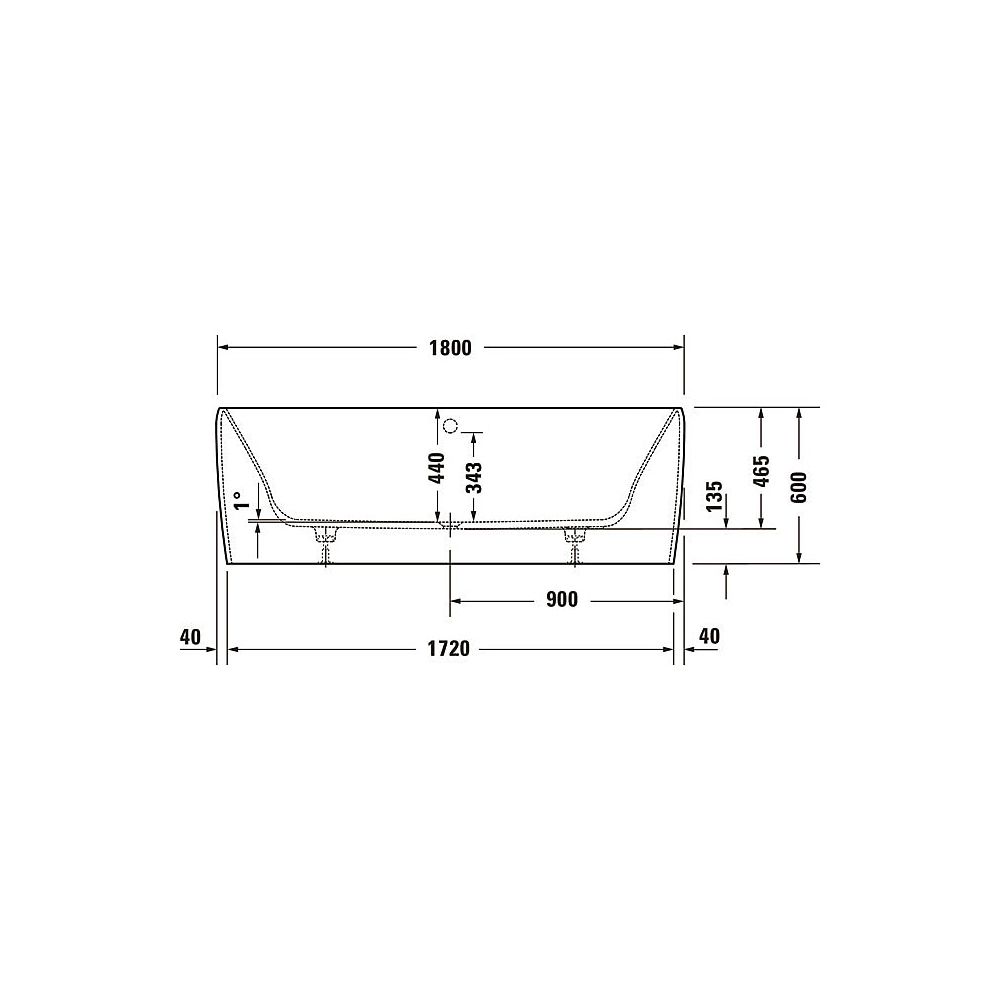 Duravit Qatego Badewanne600x870x1800mm, 264l, Mattweiß, Rechteckig, Vorwand, 2... DURAVIT-700615000000000 4067116068931 (Abb. 5)