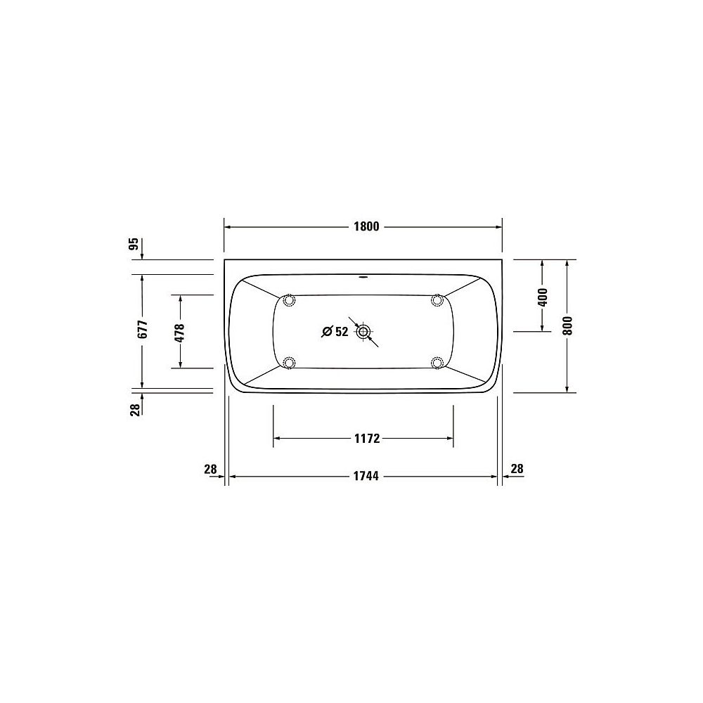 Duravit Qatego Badewanne600x870x1800mm, 264l, Mattweiß, Rechteckig, Vorwand, 2... DURAVIT-700615000000000 4067116068931 (Abb. 6)