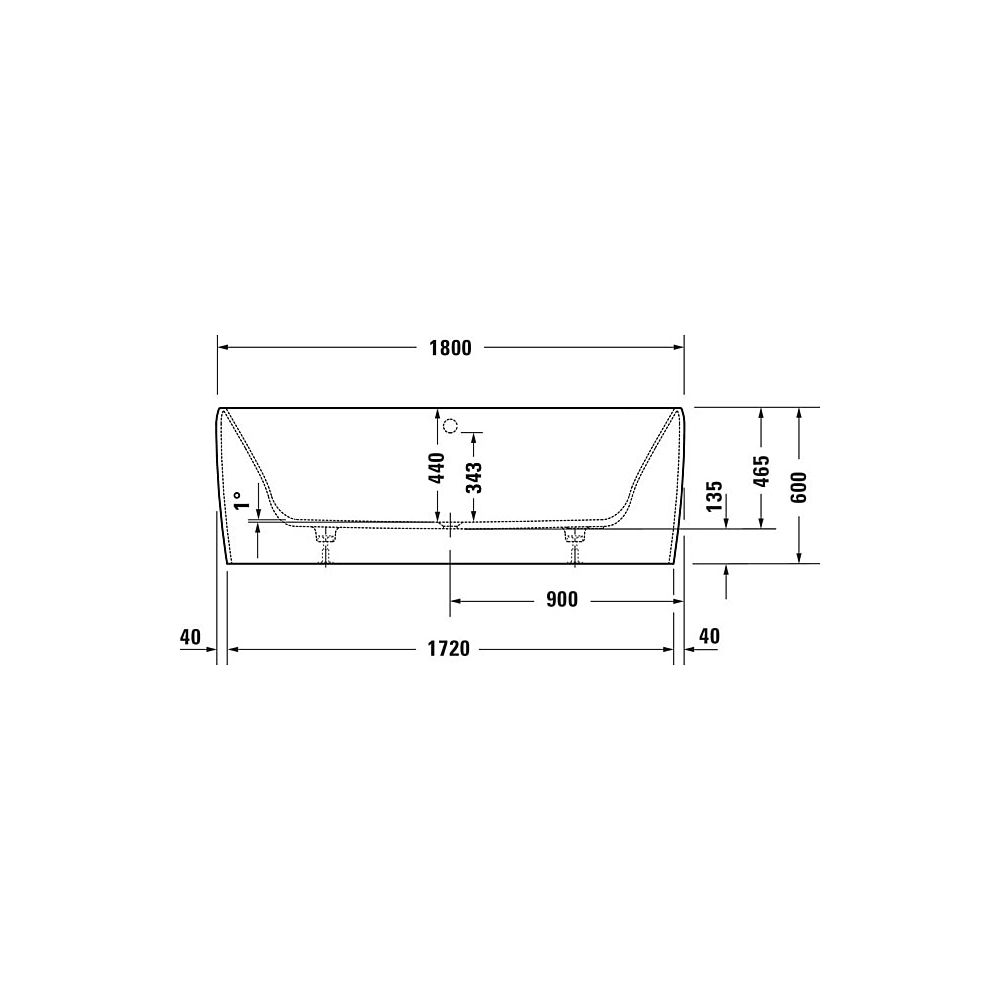 Duravit Qatego Badewanne600x870x1800mm, 264l, Mattweiß, Rechteckig, Vorwand, 2... DURAVIT-700615000000000 4067116068931 (Abb. 7)