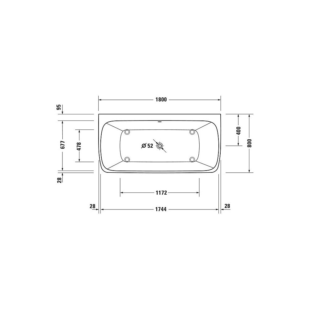 Duravit Qatego Badewanne600x870x1800mm, 264l, Mattweiß, Rechteckig, Vorwand, 2... DURAVIT-700615000000000 4067116068931 (Abb. 8)