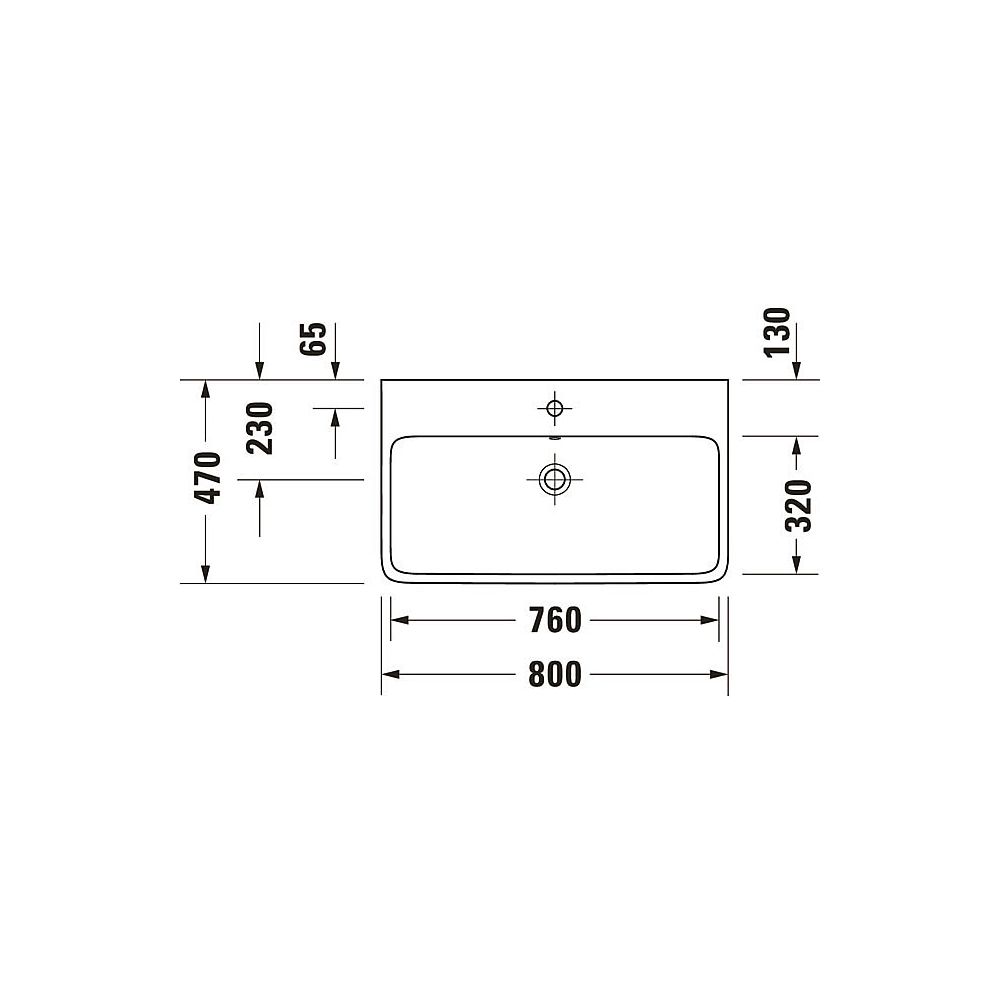 Duravit Qatego Waschtisch 470x800x150mm wandhäng., Weiß Hochglanz, Rechteckig, 1 WP... DURAVIT-2382800000 4067116998191 (Abb. 6)