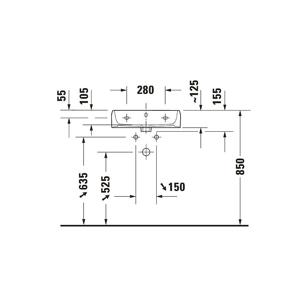 Duravit Qatego Waschtisch 420x500x150mm wandhäng., Weiß Hochglanz, Rechteckig, 1 Wa... DURAVIT-2382500028 4067116304862 (Abb. 2)