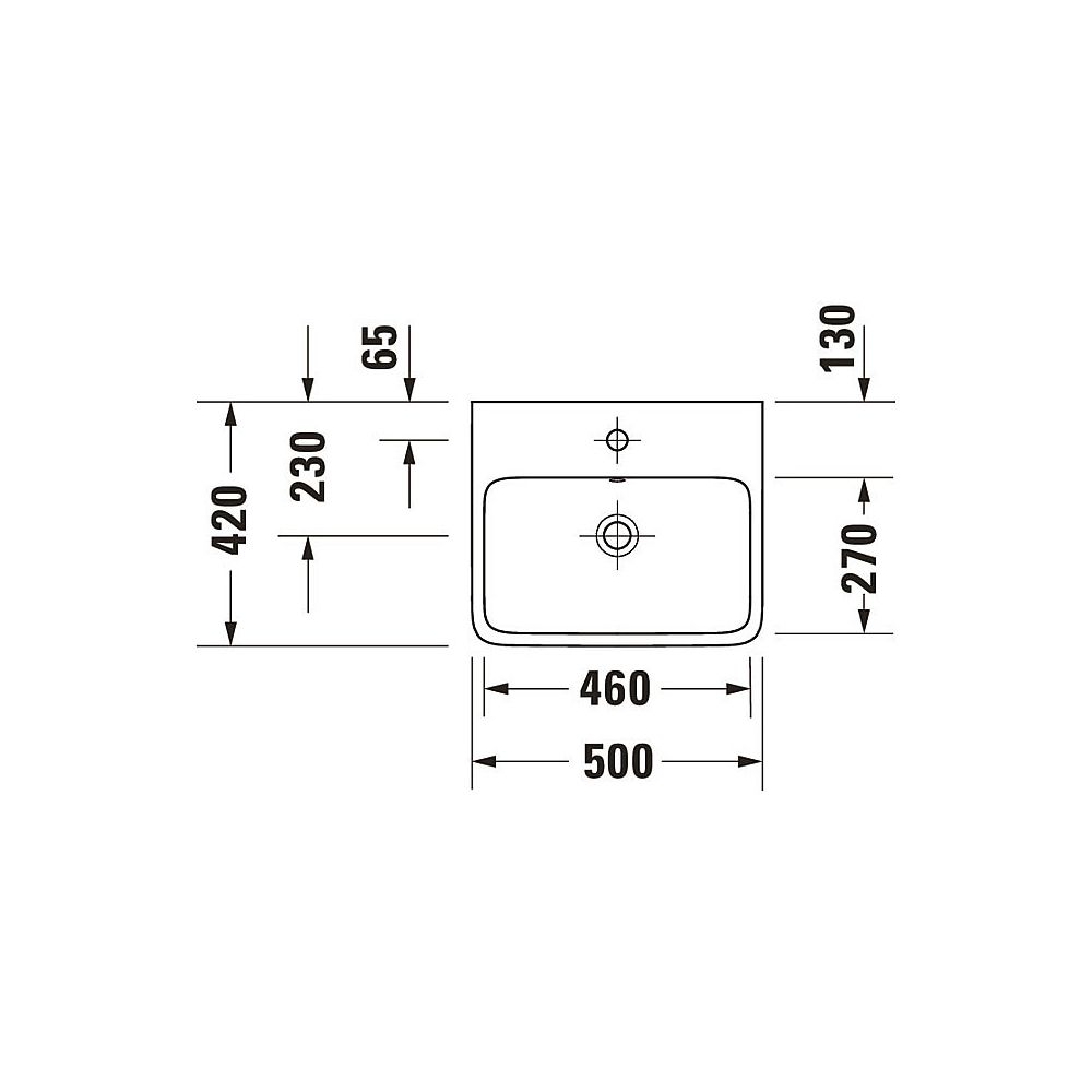 Duravit Qatego Waschtisch 420x500x150mm wandhäng., Weiß Hochglanz, Rechteckig, 1 Wa... DURAVIT-2382500028 4067116304862 (Abb. 3)
