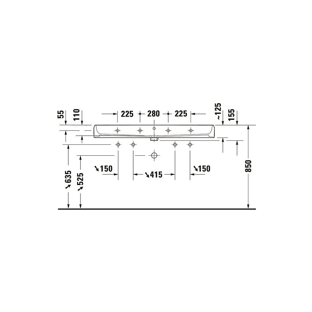 Duravit Qatego Waschtisch 470x1200x150mm wandhäng., Weiß Hochglanz, Rechteckig, Dur... DURAVIT-2382120028 4067116305517 (Abb. 2)