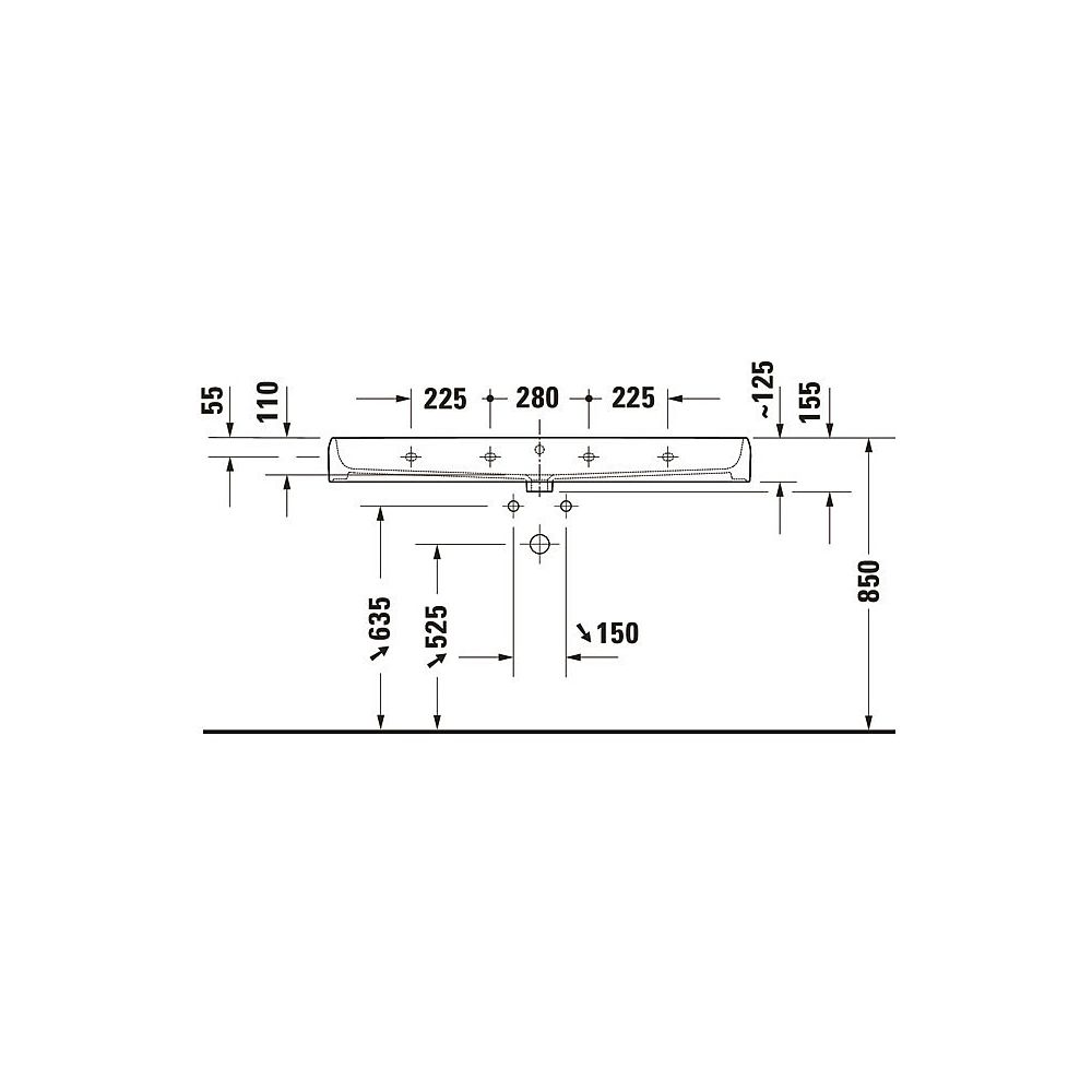 Duravit Qatego Waschtisch 470x1200x150mm wandhäng., Weiß Hochglanz, Rechteckig, Dur... DURAVIT-2382120028 4067116305517 (Abb. 3)